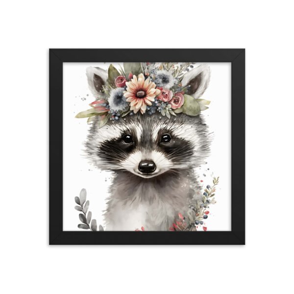Baby Raccoon Cute Watercolor Framed poster - Image 2