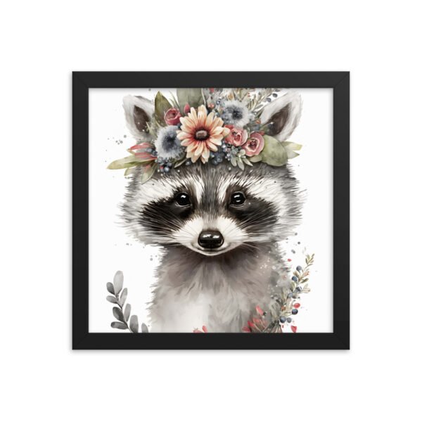 Baby Raccoon Cute Watercolor Framed poster - Image 3