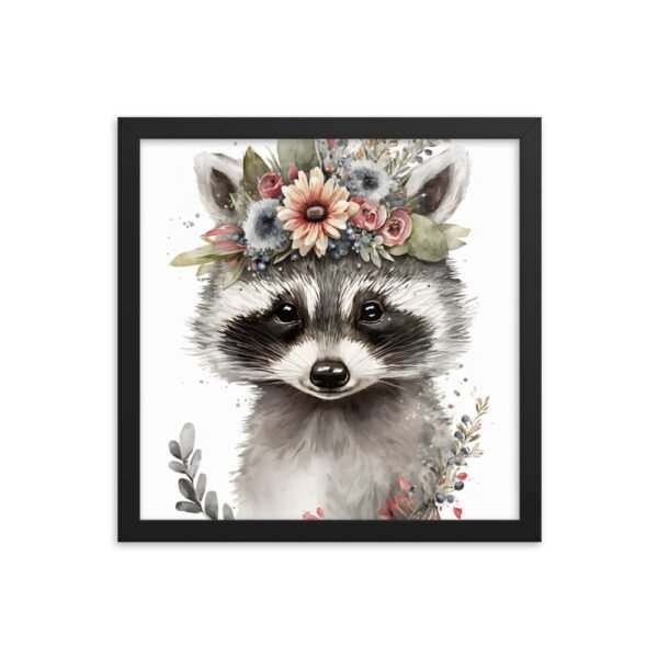 Baby Raccoon Cute Watercolor Framed poster - Image 4