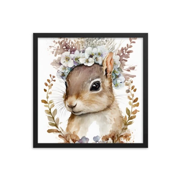 Baby Squirrel Watercolor Framed poster