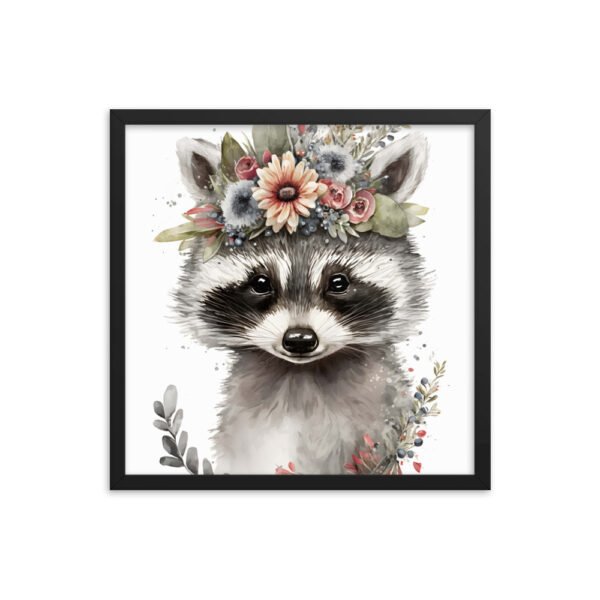 Baby Raccoon Cute Watercolor Framed poster