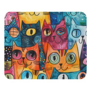 Colorful Abstract Cats Mouse pad